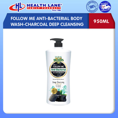 FOLLOW ME ANTI-BACTERIAL BODY WASH 950ML- CHARCOAL DEEP CLEANSING